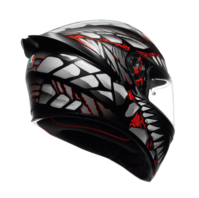 K1 S Casco E2206 - LYZARD Negro Mate/Gris/Rojo 