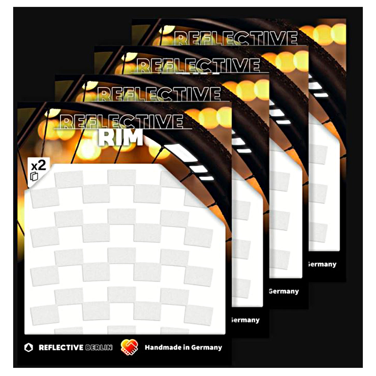Pack of 4 Reflective Rim Checker - Weiß