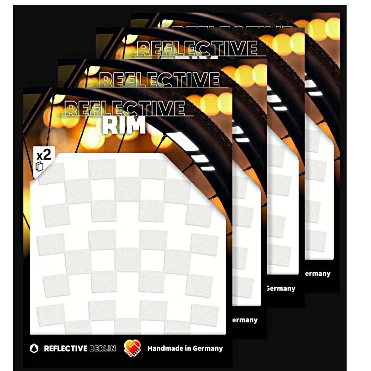 Pack of 4 Reflective Rim Checker - Weiß