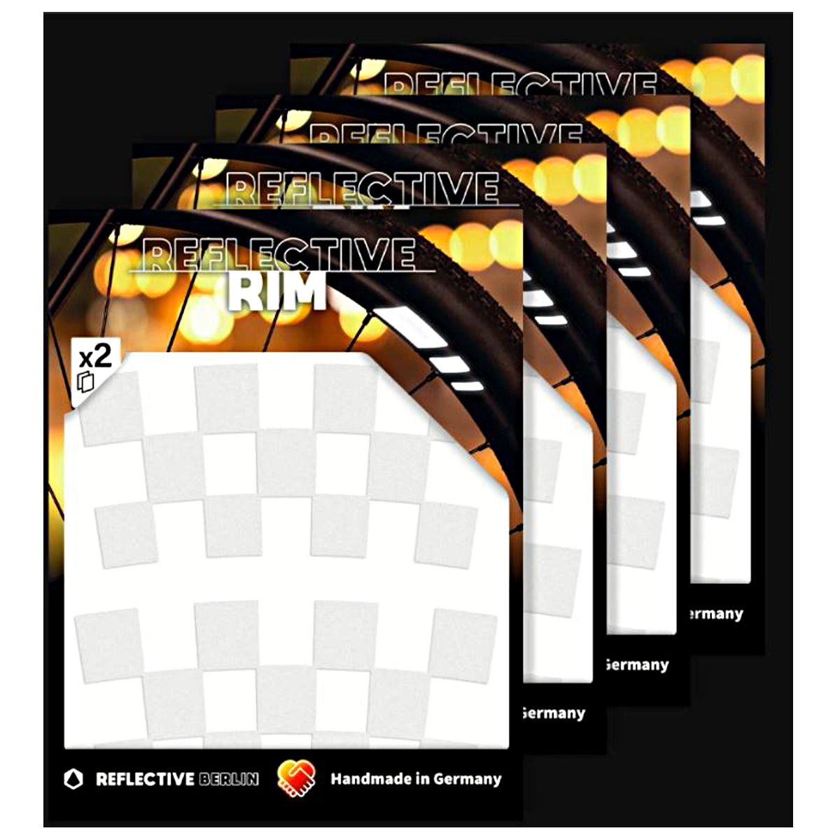 Pack of 4 Reflective Rim Checker - Weiß