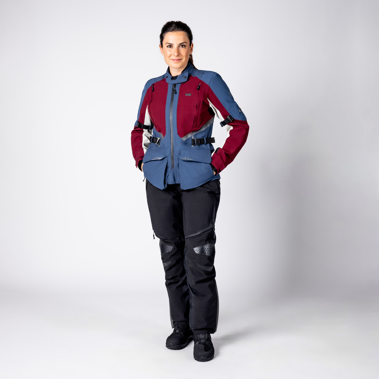 Damen Tourster-STX 1.0 Laminatjacke - weinrot-blau-cool grey
