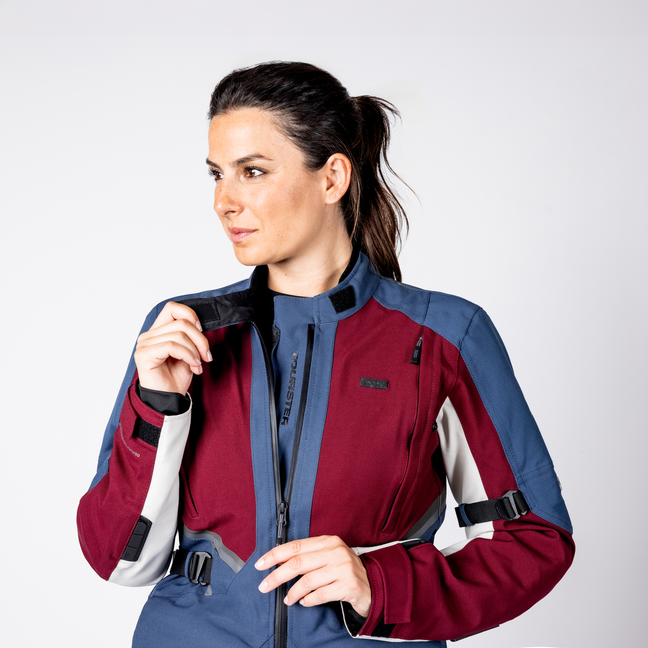 Damen Tourster-STX 1.0 Laminatjacke - weinrot-blau-cool grey