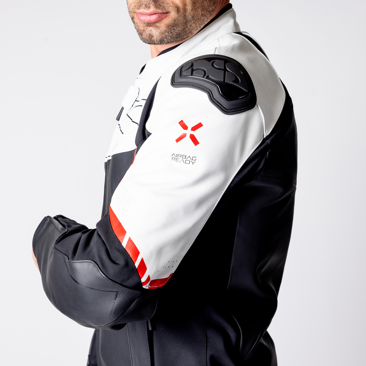 Ace 1.0 Lederjacke - schwarz-weiss-rot