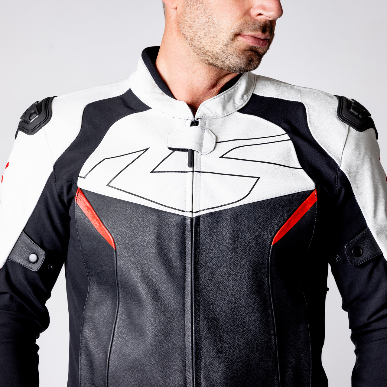 Ace 1.0 Lederjacke - schwarz-weiss-rot