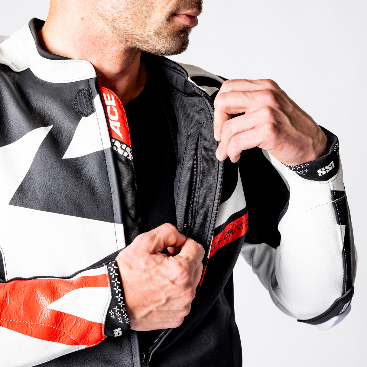 iXS-Ace 1.0 Lederkombi Zweiteiler - schwarz-weiss-rot-16