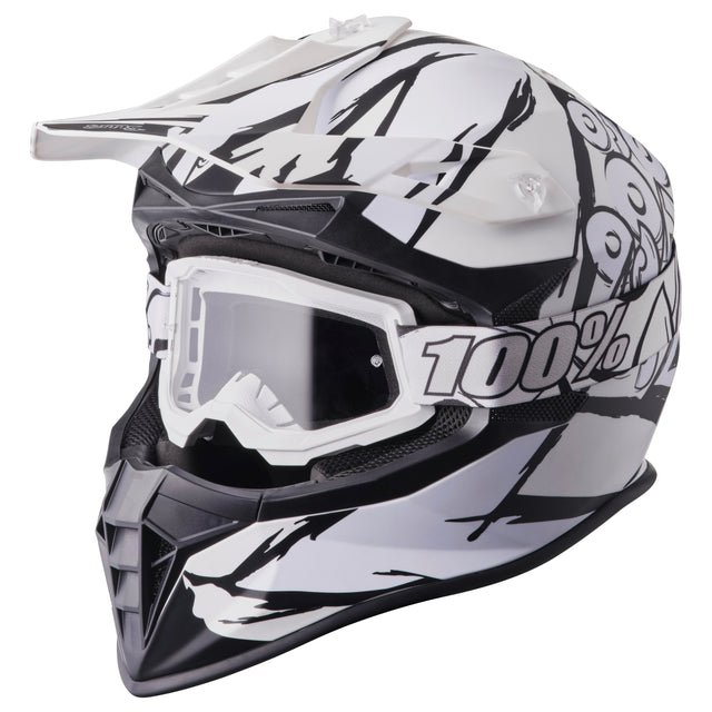 Motocrosshelm Fortis Graffi matt schwarz-weiss