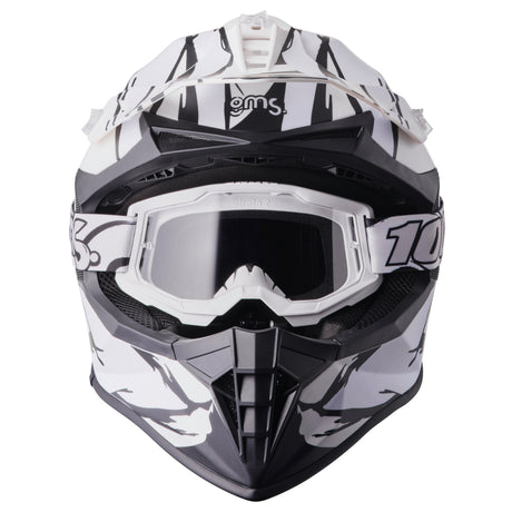 Motocrosshelm Fortis Graffi matt schwarz-weiss