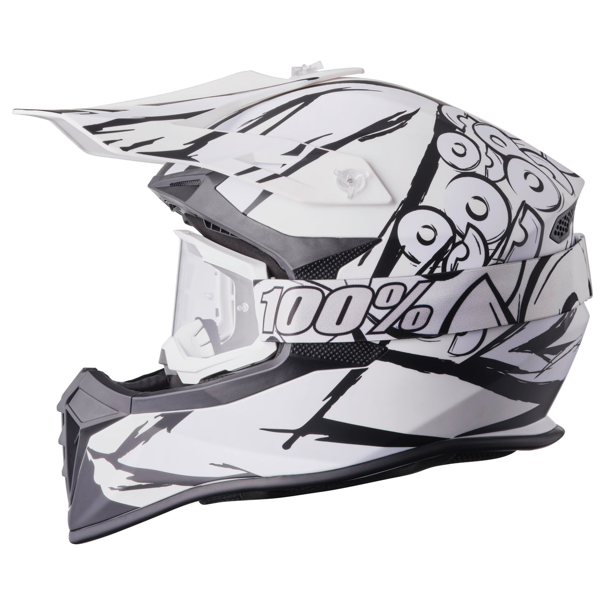 Motocrosshelm Fortis Graffi matt schwarz-weiss