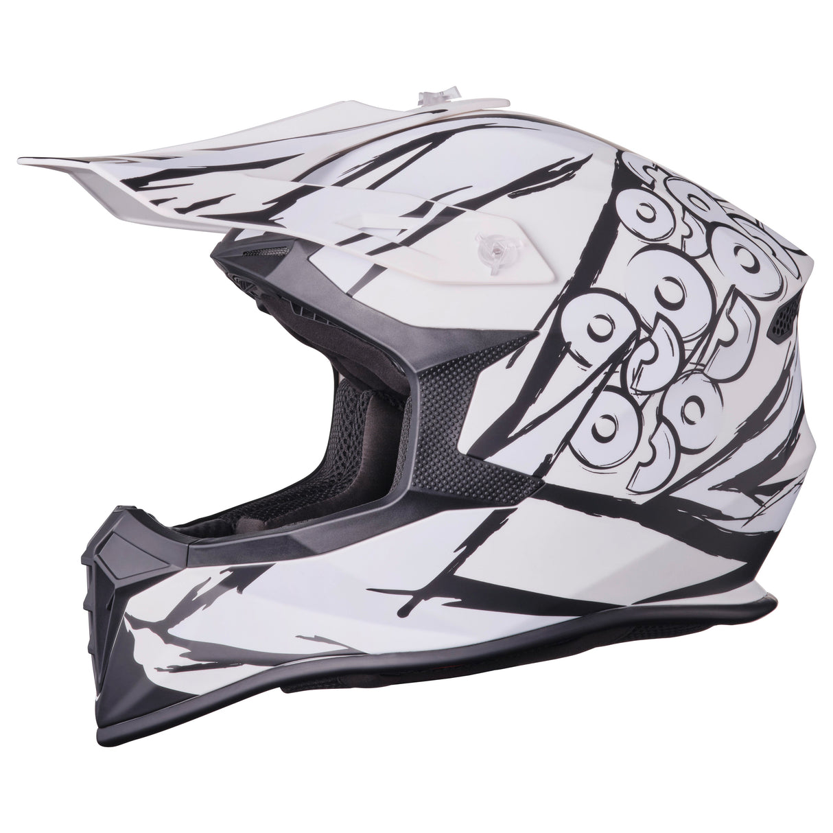 Motocrosshelm Fortis Graffi matt schwarz-weiss