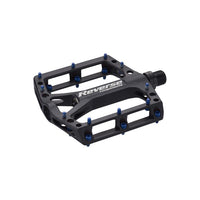 Zwarte ONE platformpedalen - pinnen blauw