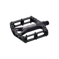 Zwarte ONE platformpedalen - pinnen groen