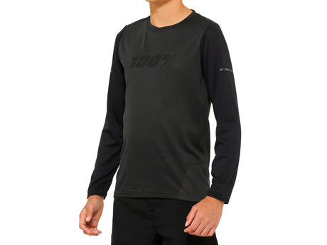 100% Ridecamp Youth Long Sleeve Jersey - Black/Charcoal