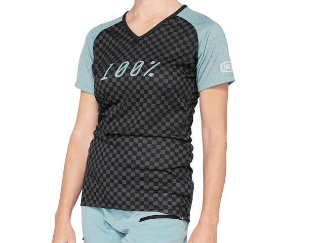 100% Airmatic Womens Jersey (SP21) - Seafoam Checkers