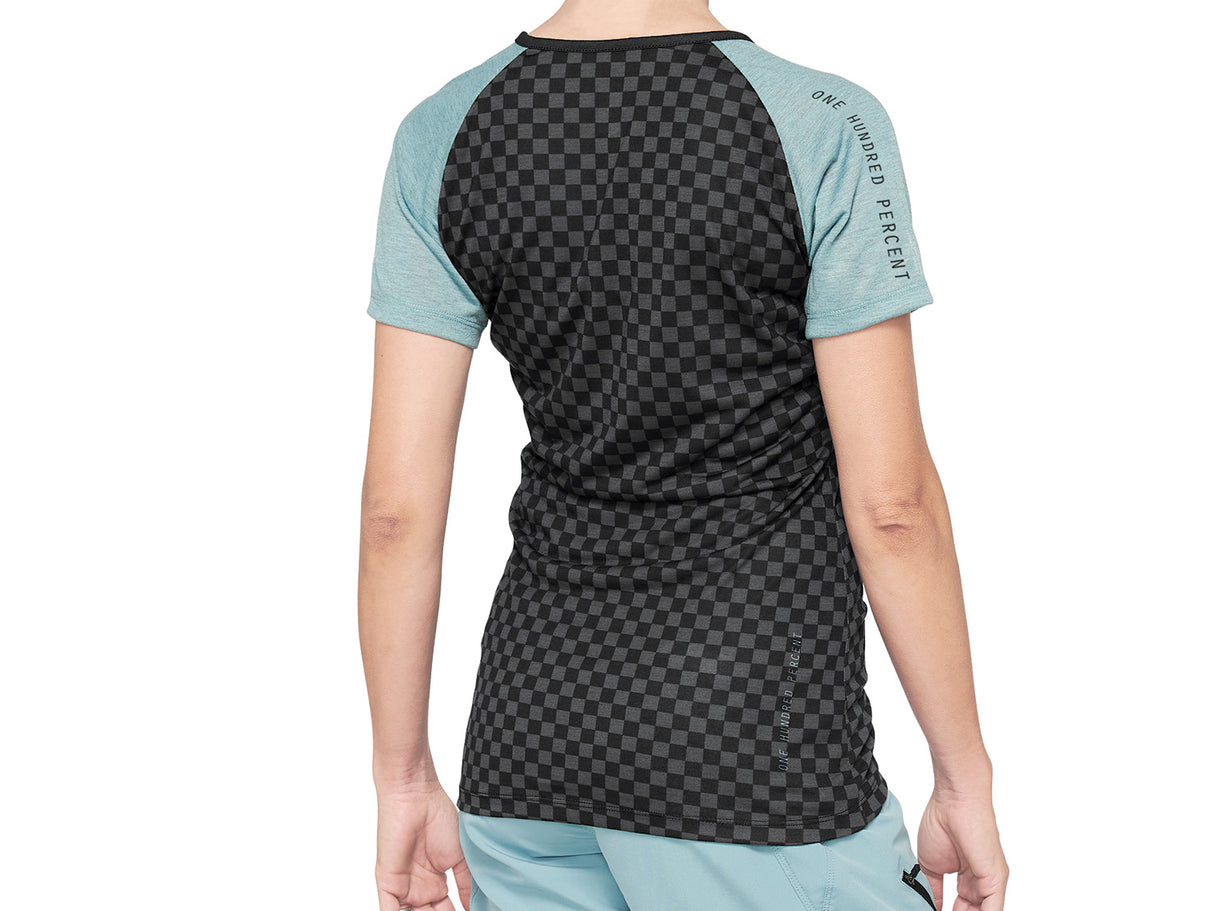 100% Airmatic Womens Jersey (SP21) - Seafoam Checkers