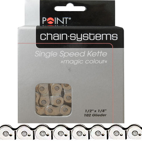 Kette BMX - Point Magic Colour MK918 - Halflink 1/8 Zoll - Silber