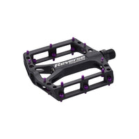 Zwarte ONE platformpedalen - Pinnen paars