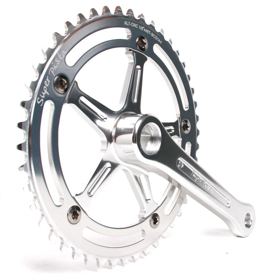 Super Pista zestaw korby 165 mm - silver